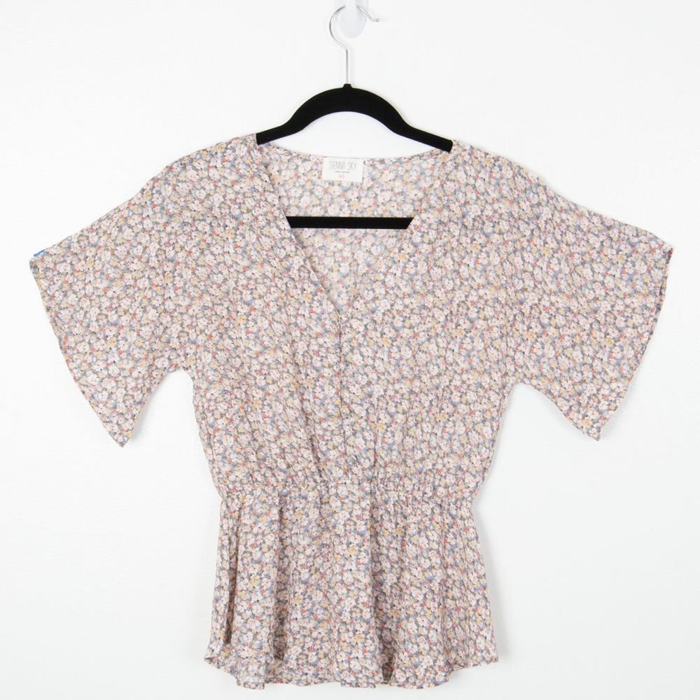 NWOT Sienna Sky Floral Print Half Button Down Blouse - Picture 1 of 9